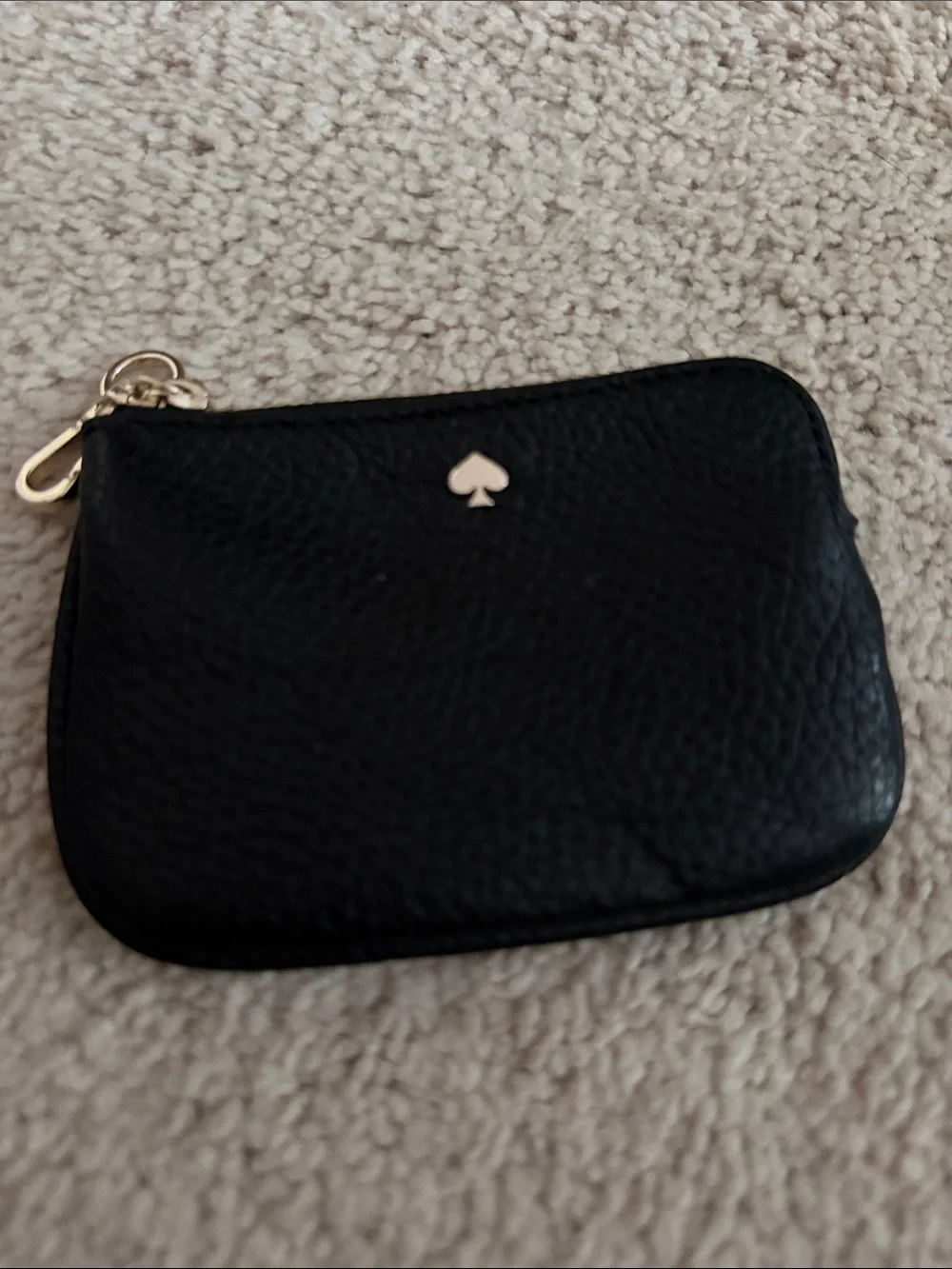 kate spade Black Leather Key & Card Holder with Gold Hardware